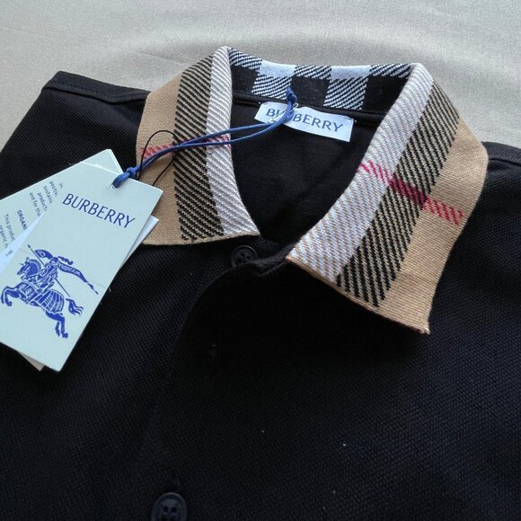 Burberry Men's New Casual Black Color Polo Shirt Small Size - Picture 4 of 5